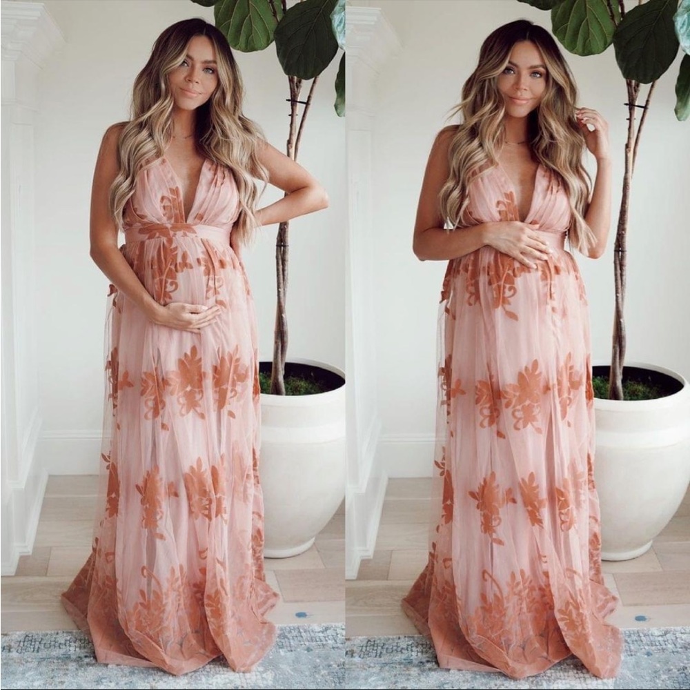 Vici Pink and Orange Floral Maxi Dress